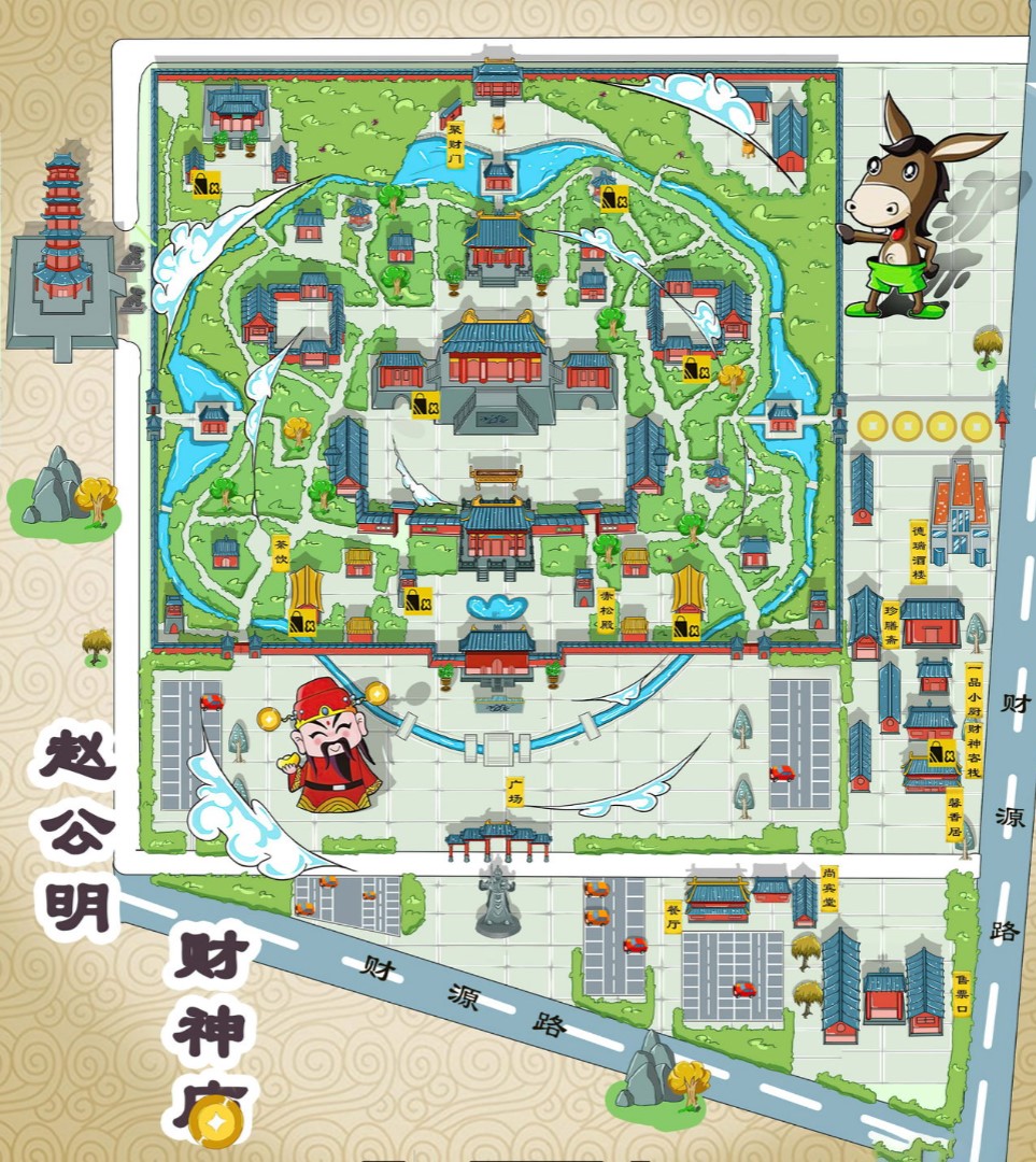 渝北寺庙类手绘地图